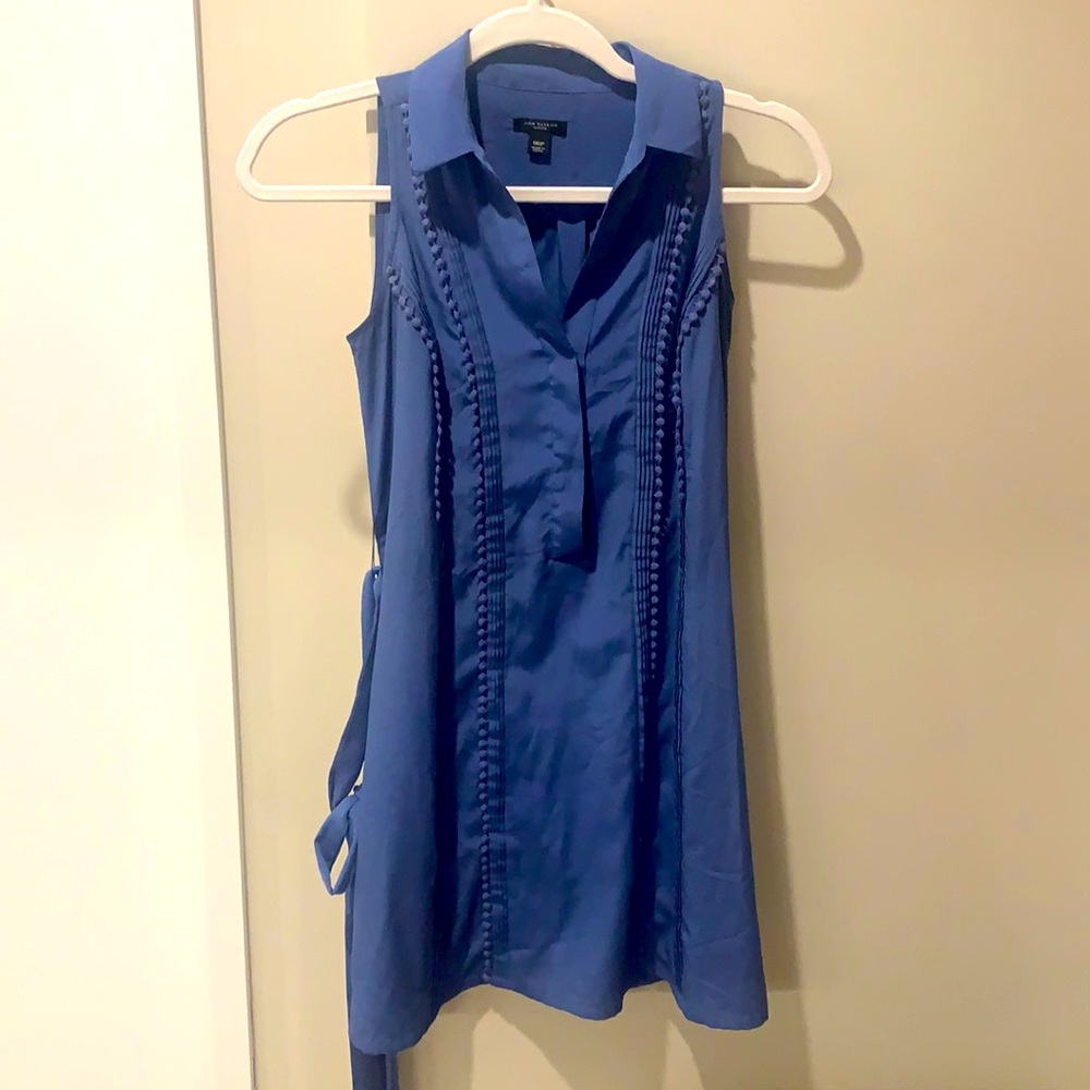 Ann Taylor Silky Flowy Blue Dress
